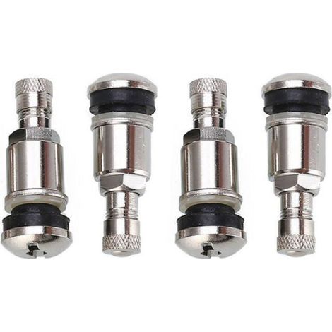 4 valves de pneu de voiture tubeless en acier argenté de 45 mm (1/4)