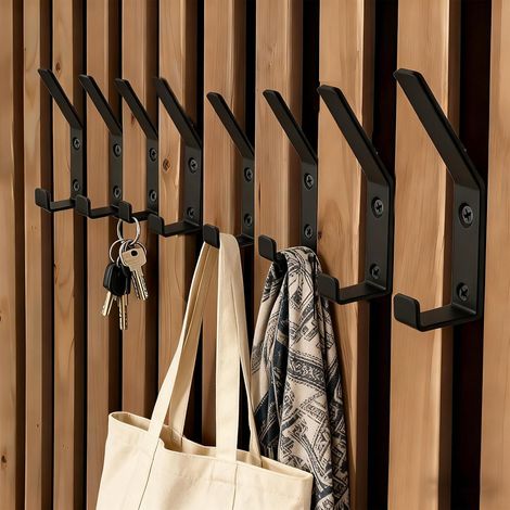8 Pièces Porte Manteau pour Panneau Acoustique Mural 13 mm, Crochet Mural de Penderie Panneaux Muraux Patères Murales avec Bouchons en Caoutchouc et Vis, Support 10kg pour Vestes, Manteaux Chapeaux (1/5)