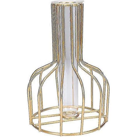 15 goldene Vasen (10 cm), 1 Set, Hydrokulturvase, Blumenvase, Glasreagenzglas, Pflanzenständer aus Metall, Wohnaccessoires (1/2)