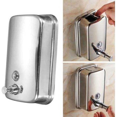 Wall-mounted stainless steel liquid soap dispenser - Silver - 500ml - Level indicator