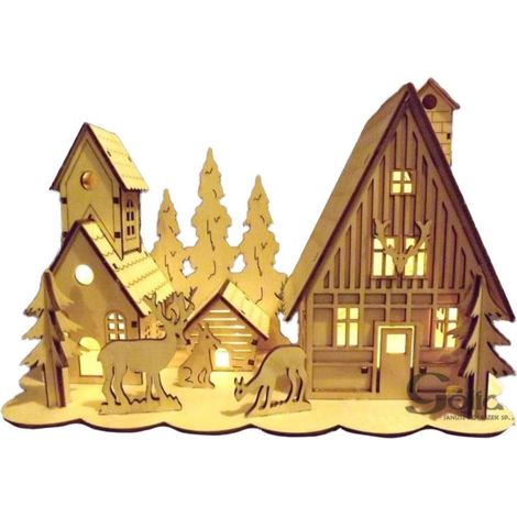 Presepe in legno con illuminazione a LED bianca (1/3)