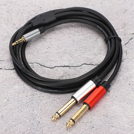 Câble Audio 2 en 1 1,8m 3,5mm vers 6,35mm Double Séparateur Résistant à la Corrosion (1/5)