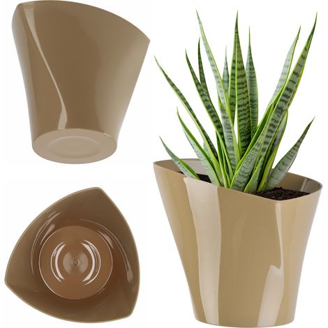 KADAX Blumentopf,übertopf, Pflanztopf aus Kunststoff, 19 cm, Beige