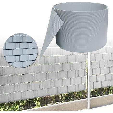 AUFUN Bandes D'Intimité en PVC, Lamelle Occultation Grillage Rigide dur Brise-vent pour Double Clôture de Jardin, Balcon (2,5m19cm, Light Gray) (1/5)