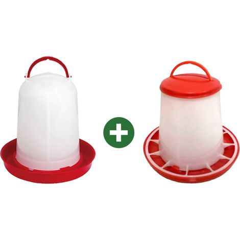 Abreuvoir 5L + Mangeoire 6kg - avec poignée (1/5)