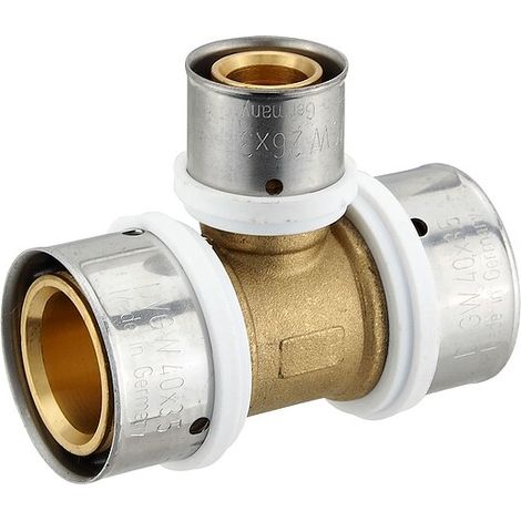 Pressfitting-T-Stück - Mittelabgang reduziert - 40 x 3,5 - 26 x 3,0 - 40 x 3,5 mm für MV-Rohr