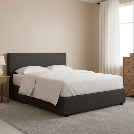 Cama Doble Worthing, Desenfundable, Hecho en Italia, Gris Oscuro (1/4)