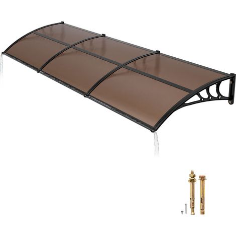 Vordach für Haustür 97x297 cm, Braun Polycarbonat Türdach mit ABS-Halterung, Regen- und Sonnenschutz für Veranda und Fenster (1/5)