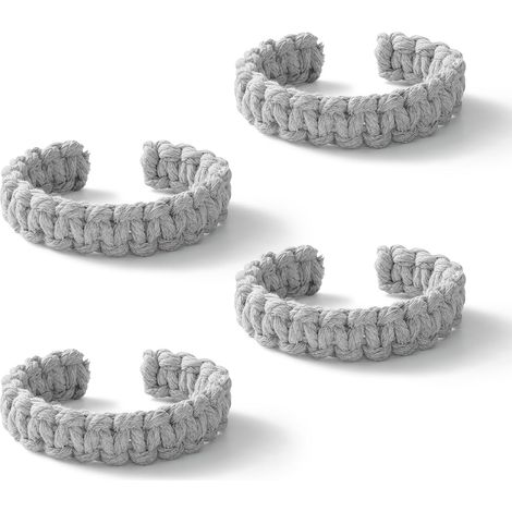 Embrasse pour Rideaux en Corde Coton 24 x 2 cm lot 4 Gris Clair (1/5)