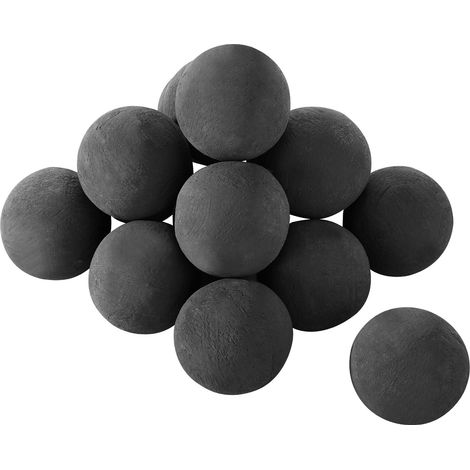 VEVOR Sfere di Fuoco in Ceramica, 76 mm, 15 Pezzi, Pietre Laviche Rotonde per Uso Interno ed Esterno, Pietre Decorative per Braciere, per Caminetti a Propano Gas, Stufe, Cortili, Campeggio, Nero