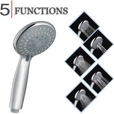 Handbrause aus galvanisiertem ABS, fünf Massagedüsen, wassersparend, Druckregulierung. (1/5)
