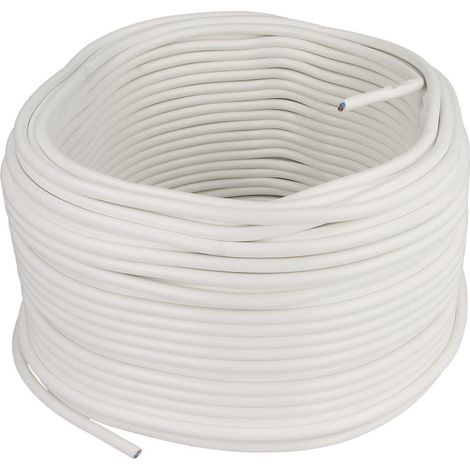 Le Sanitaire – Câble électrique souple H03VV-F 2 x 0,5 mm² blanc – Tension 300V – Pour appareils ménagers – Plage température -5°C à 70°C