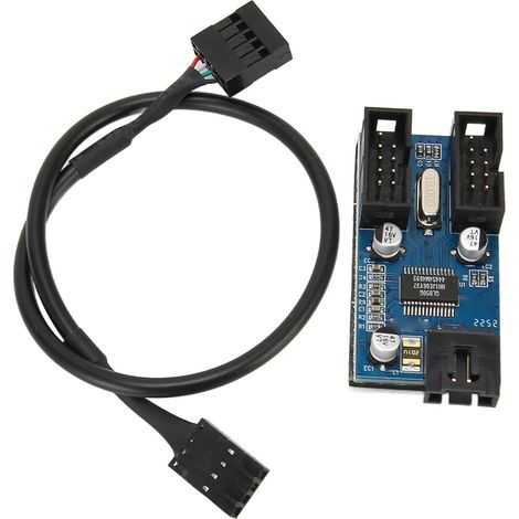 Carte mère Hub USB 2.0 9 broches, Doubleur de Ports avec Alimentation Stable, Extension pour En-têtes USB, Plug and Play, Adaptateur de Partage USB (1/5)
