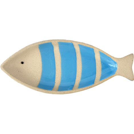 Plateau à poisson en céramique bleue pour décoration de table, idéal pour cadeaux et utilisation quotidienne dans la cuisine ou la salle à manger