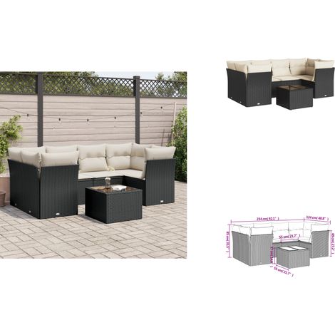 Salon de jardin 7 pcs avec coussins noir résine tressée - Ensemble Salon De Jardin - Mobilier De Jardin - Salon De Jardin Design - Meubles De Jardin Résistants - Set Salon De Jardin (1/3)