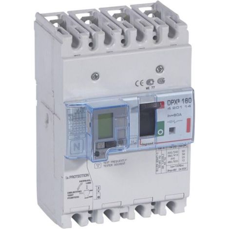 Disjoncteur magnétothermique différentiel DPX³160 pouvoir de coupure 36kA 400V - 4P - 80A - LEGRAND