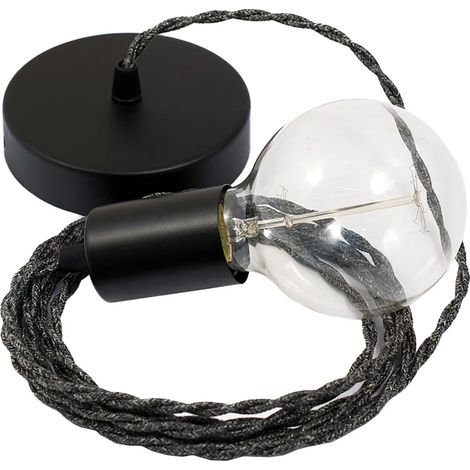 Lampada a sospensione creative cables tn03 cavo tessile antracite 50 cm (1/3)