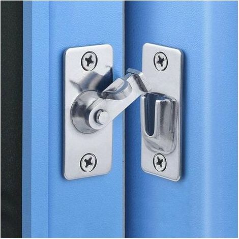 royaluxe - Loquet de serrure de porte à 90 degrés, loquet de verrouillage à angle de sécurité en acier inoxydable pour porte coulissante / poussoir, nickel satiné (1/4)