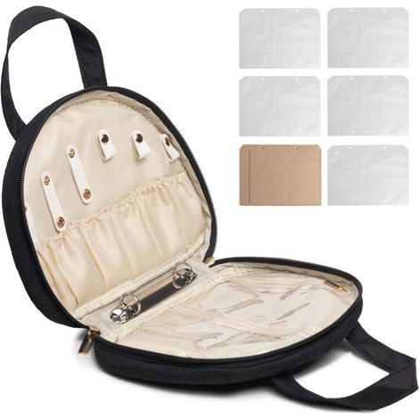 Organisateur de bijoux voyage, classeur à bagues avec pochettes transparentes fermeture éclair (1/4)