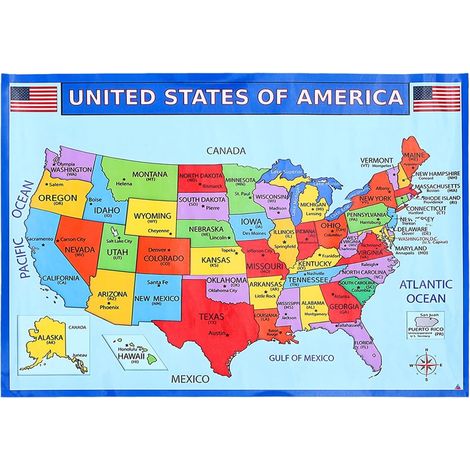 American Wandkarte Poster Usa Karte Lernposter for