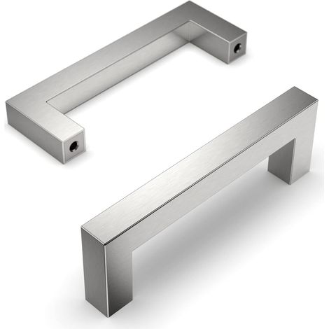 Poignée Meuble Cuisine Carré en Poignées de Meubles 10 pièce 96mm Acier Inoxydable Blanc (1/5)