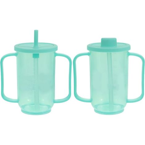 Tazza ergonomica anziani ermetica con cannuccia set 2 pezzi (1/5)