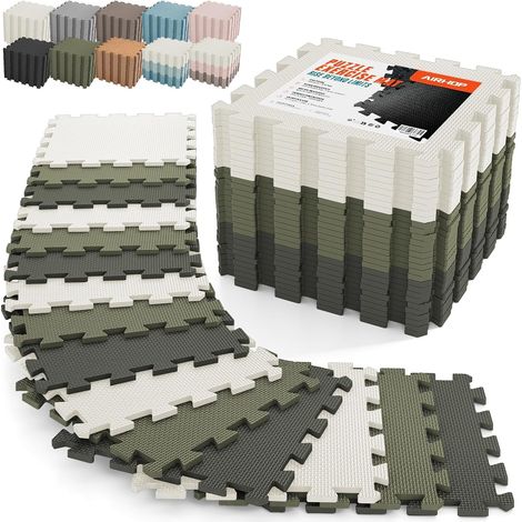 Tapis de sol de 18 dalles en mousse EVA, dalles de sol emboîtables en mousse haute densité pour salle de sport à domicile, entraînement, garage, cuisine (1/5)