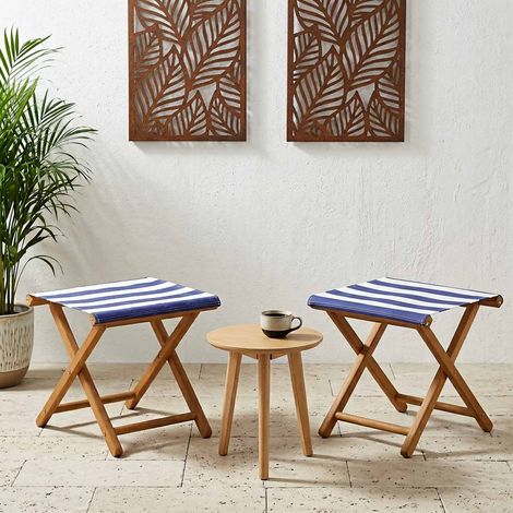 vidaXL Lettino 2 pcs Legno di Eucalipto Massello Blu e Bianco (1/5)