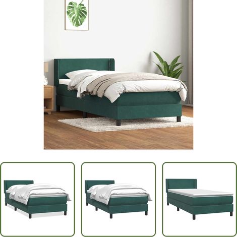 Matratze - Boxspringbett mit Matratze Dunkelgrün 80x220 cm Samt (1/5)