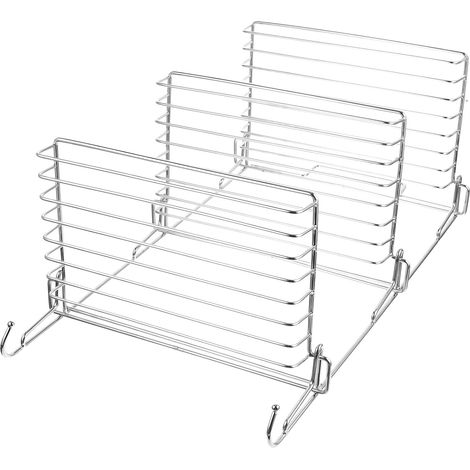 Étagère murale pliable à 3 niveaux en acier inoxydable avec crochets, organisateur multifonctionnel (1/5)