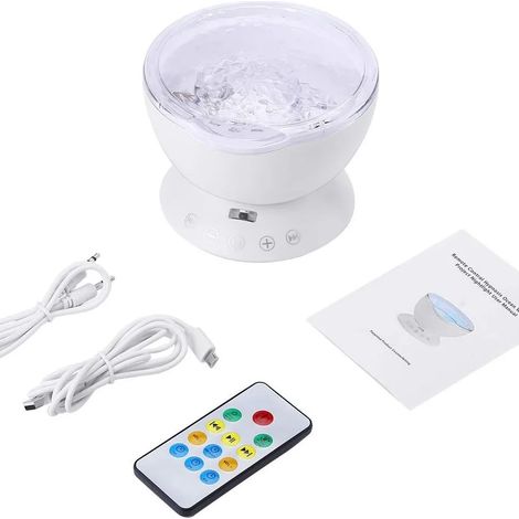Projecteur de vagues océaniques (blanc) avec haut-parleur pour favoriser le sommeil et 4 types de bruit blanc. (1/5)