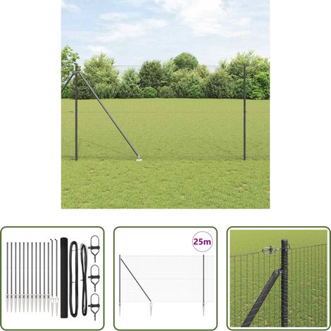 vidaXL Acier résistant - Poteau de clôture. Gris 25 x 1,5 m (maille de 25 x 25 mm) Acier (1/5)