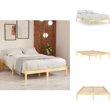 The Living Store Cadre de lit sans matelas bois massif 120x200 cm - Cadre de lit (1/5)