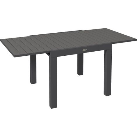 Table de jardin extensible grise 81/162 x 80 x 75 cm pour 6 personnes, capacité 70 kg, en aluminium, idéale pour balcon et jardin – 1 pièce, livraison sur place (1/5)