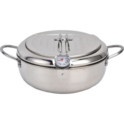 Friteuse miniature en acier inoxydable 304 avec thermomètre intégré et contrôle de température, 24 cm / 9,4 pouces. Couleur : acier inoxydable 304. (1/5)