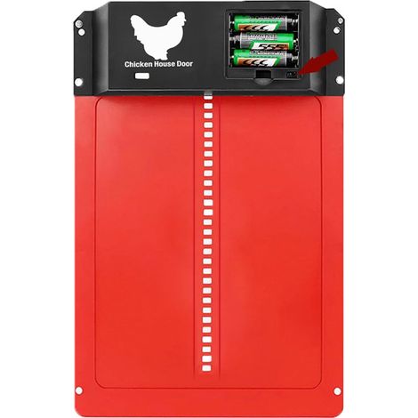 Automatische, lichtempfindliche Hühnerstalltür – 2. Generation (Rot, mit Logo) (1/5)