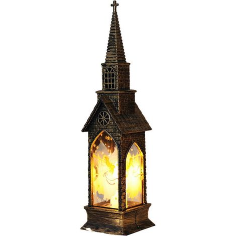 Noël lumineux maison lampe vintage à piles maison bureau décoration électronique sans flamme bougie lampe nuit lampe accessoires de fête cadeau,D (1/5)