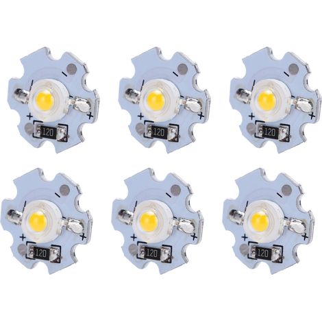 Perles LED SMD haute luminosité 5V, perles LED haute puissance 0,5W, perles 0,5W avec substrat en aluminium, lampe torche/spot DIY, blanc chaud. (1/5)