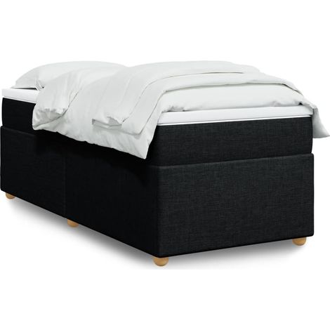 Cama box spring con colchón tela negro 90x190 cm