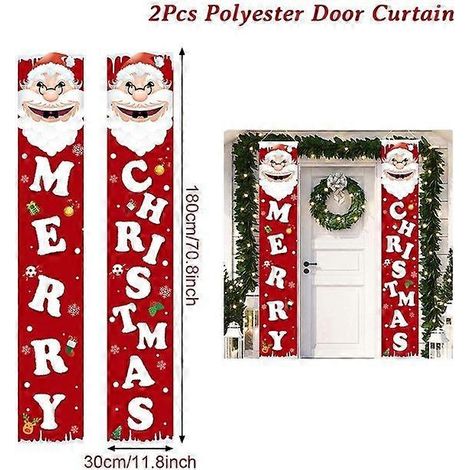 Décoration de porte de Noël, bannière Joyeux Noël, décoration à suspendre pour la maison, ornement de Noël, cadeau de bonne année, Père Noël 2 (1/5)
