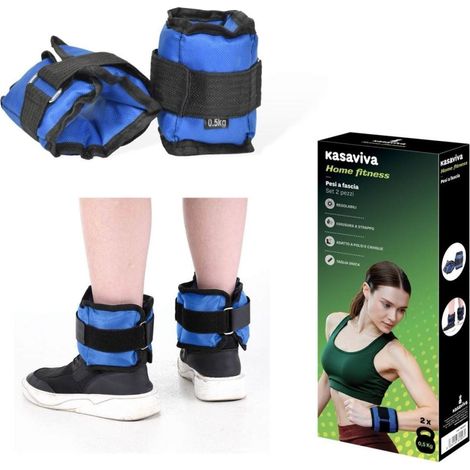 Set 2 Pezzi Fascia Cavigliere Fitness Palestra Pesi 0,5 kg