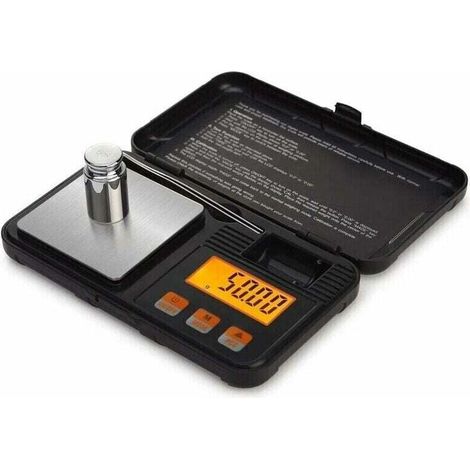 Balance de Cuisine, 50g/0.001g Balance de Poche Numérique, Balances Alimentaires de Précision 0,001 g, avec étalonnage Poids 50g, Pince à épiler, Fonction de Tare, LCD Rétroéclairé