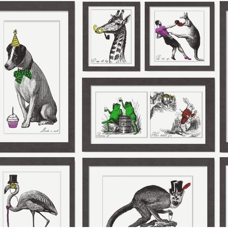 Dog Wallpaper Funny Animal Print Bold Collage Black White Multi Holden Decor