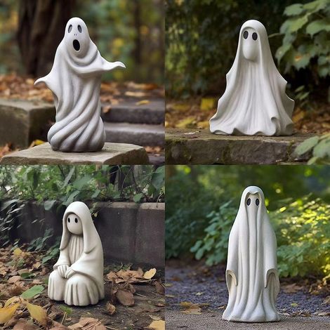 sculpture De Jardin D'halloween Blanche, Statue De Jardin Effrayante, Dcoration De Maison (1/5)