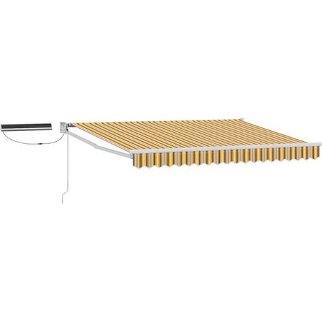 Store banne électrique rétractable, disponible en jaune, gris et blanc, 3,5 x 2 mètres. (1/5)