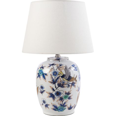 Tischlampe SUNJA Porzellan Weiß / Blau