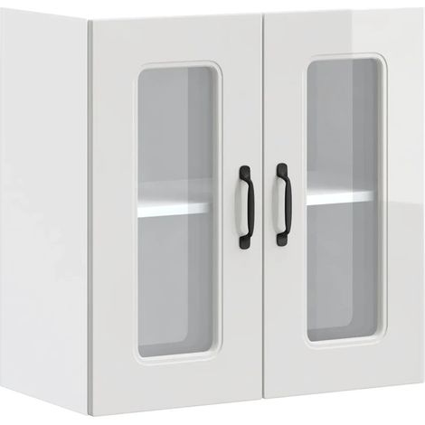 Mueble de pared de cocina de diseño moderno optimizado para ahorrar espacio 60 x 31 x 60 cm en madera de ingeniería blanca brillante 020050044 (1/5)