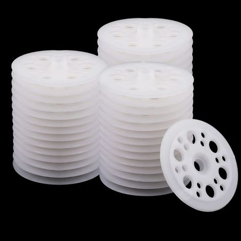 100pcs Rondelles Plates en Plastique, Rondelles en Plastique de 45mm Rondelles en Polypropylène Rondelles en Mousse pour la Fixation et le Support des Panneaux Isolants en Mousse (1/5)