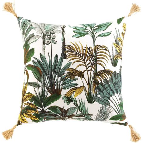 Coussin déhoussable imprimé feuillage Multicolore 50x50 cm (1/4)