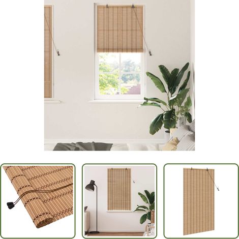Store en bambou - Store enrouleur avec des rideaux Nature 80 x 160 cm Bambou (1/5)